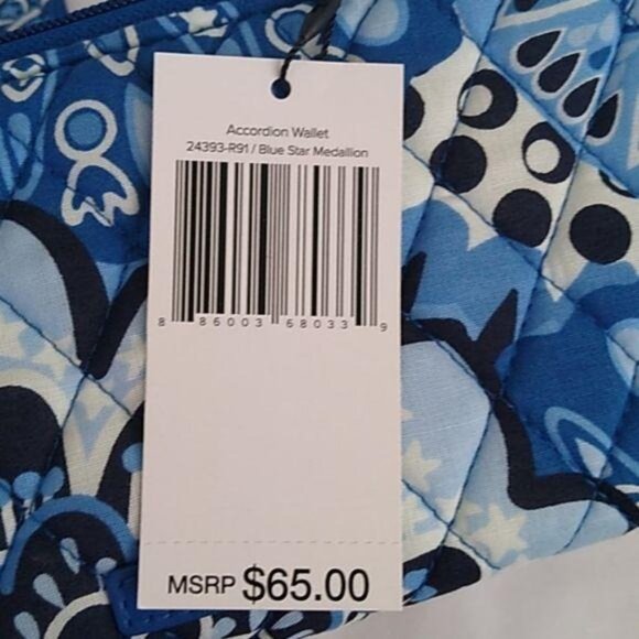 Vera Bradley Accordion Wallet, Blue Star Medallion - Picture 5 of 7